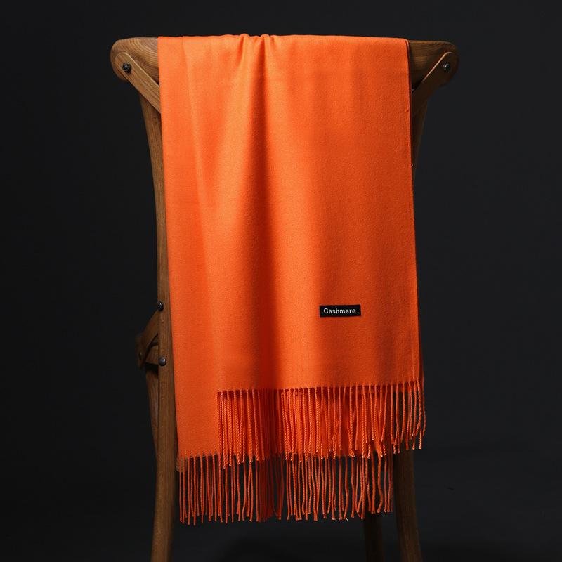 Spring And Autumn Winter New Scarf Women'S Tassel Imitation Cashmere Versatile Solid Color Scarf Dual Purpose Student Long Style Thickened