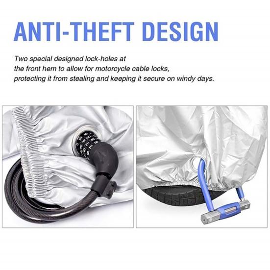 Motorcycle Waterproof Sun Protection Cover Rain Dust Anti-theft with Lock Hole