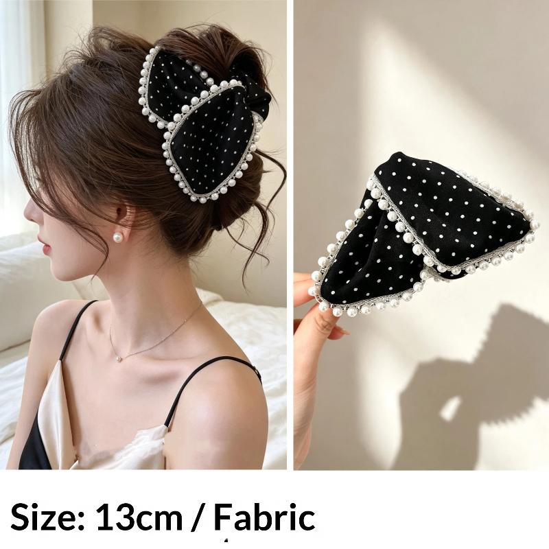 Elegant Polka Dot Pearl Hair Claws for Women Gentle Fashion Non-slip Hair Grips for Party Birthday Gift for Girls