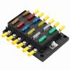 12 Ways Blade Fuse Box Block 32V M5 Stud Plastic Cover with LED Indicator Light for Car Marine