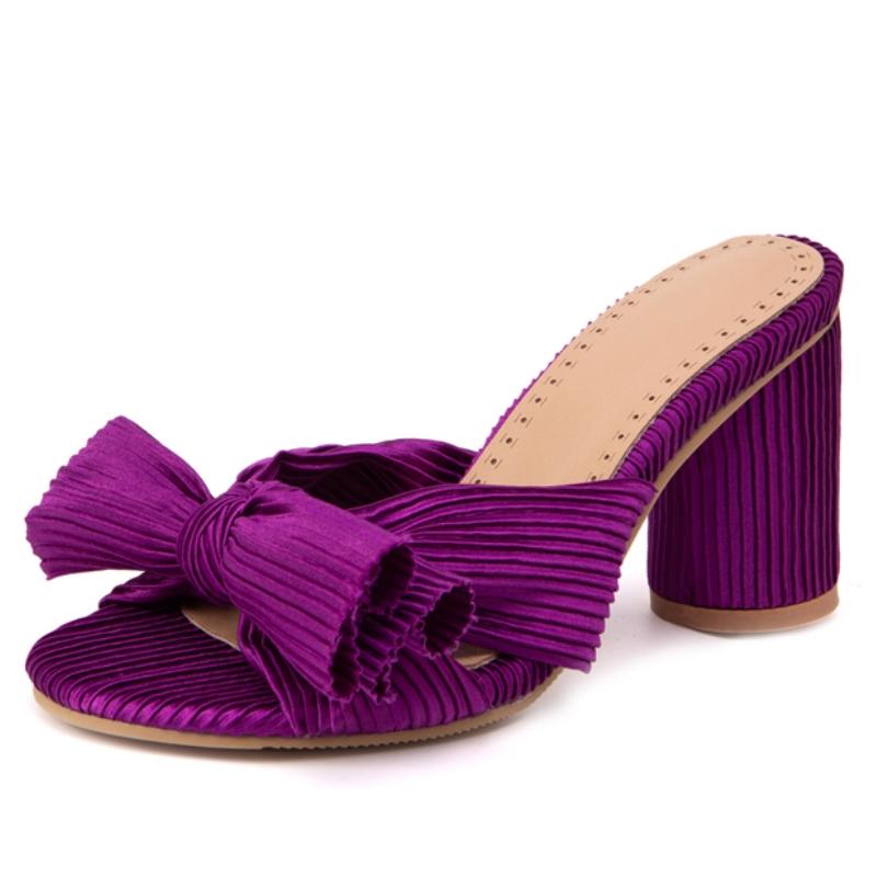 Модные летние тапочки, босоножки, туфли женские, на открытом воздухе, с милым бантом, на высоком каблуке, зеленые, красные, черные, туфли для вечеринок, женские, большого размера 50