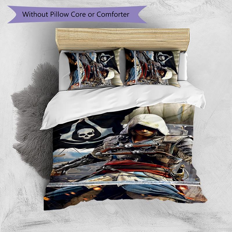 3pcs Assassin's Creed Design Cover Set - HD Printed Bedding with 1 Cover and 2 Pillowcases - Perfect for Home and Dorm Decor