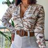 Spring and Autumn Women's Shirt Light Ripe Digital Printed Stand Collar Long Sleeve Shirt Women's Tops