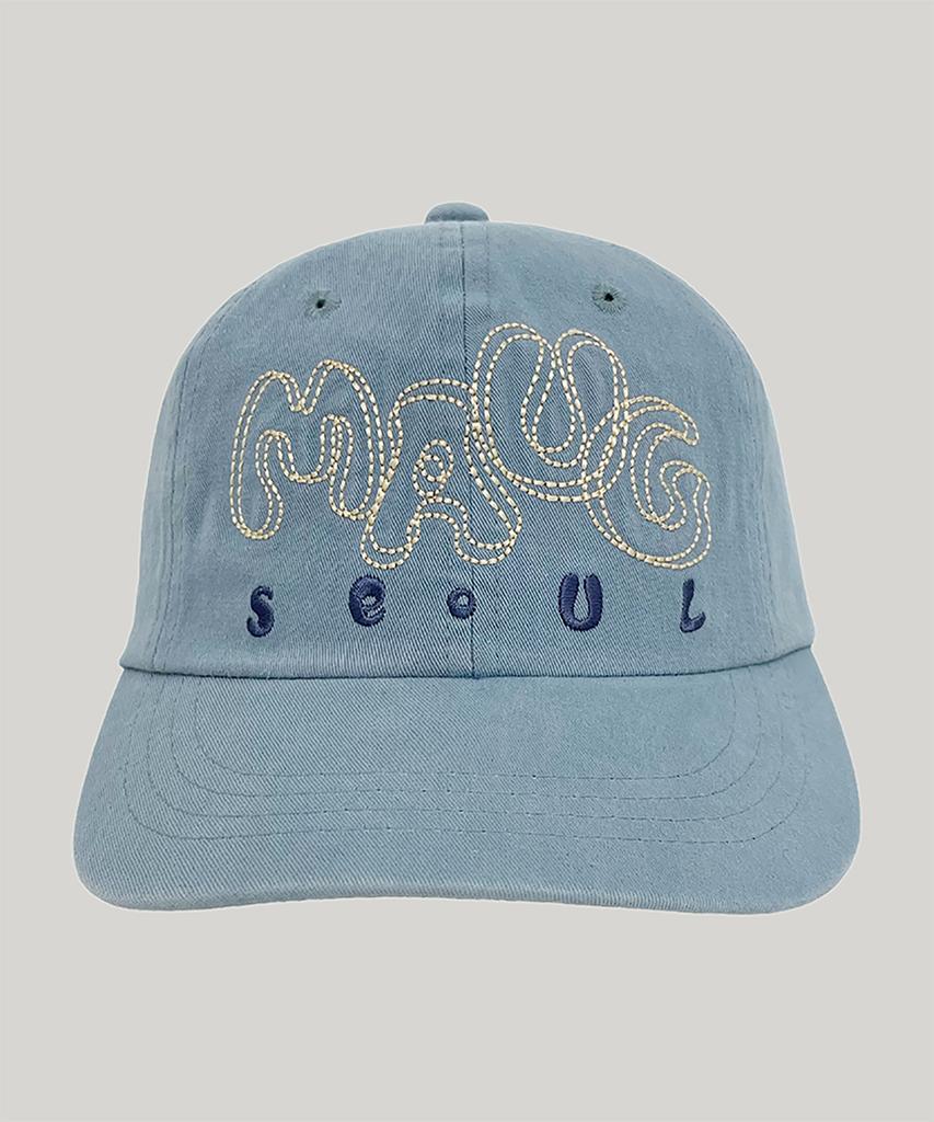 Кепка-бейсболка Maugeu Poppy Stitch Washed Wide, цвет Небо