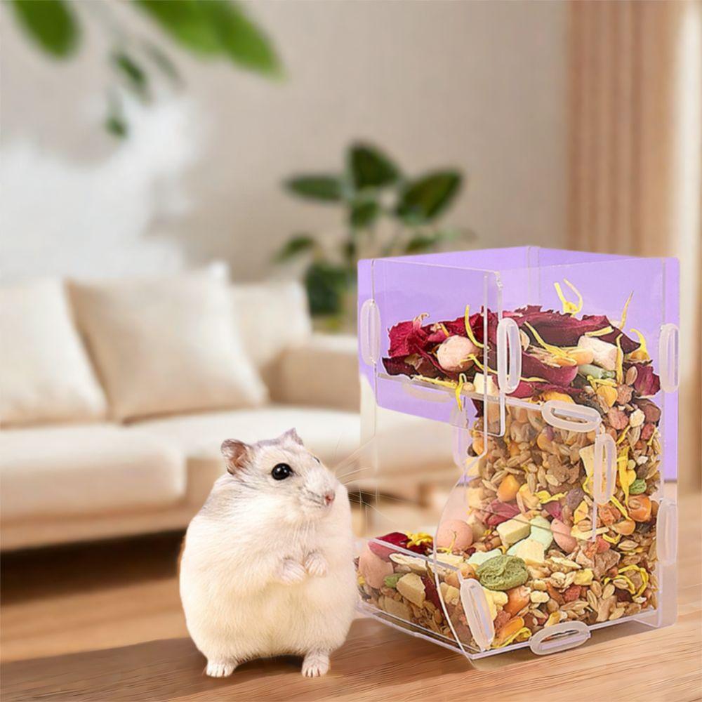 Акриловая кормушка для хомяков большой вместимости, миска для кормления маленьких питомцев для мелких питомцев