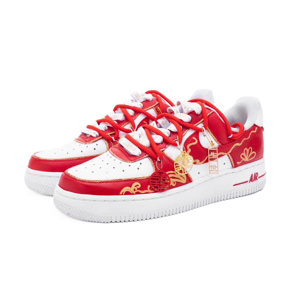 Nike Air Force 1 Red Phoenix Step Slip Resistant Abrasion Resistant Low top Skateboard Shoes Women's Red White DD8959-100(Teaam240-)
