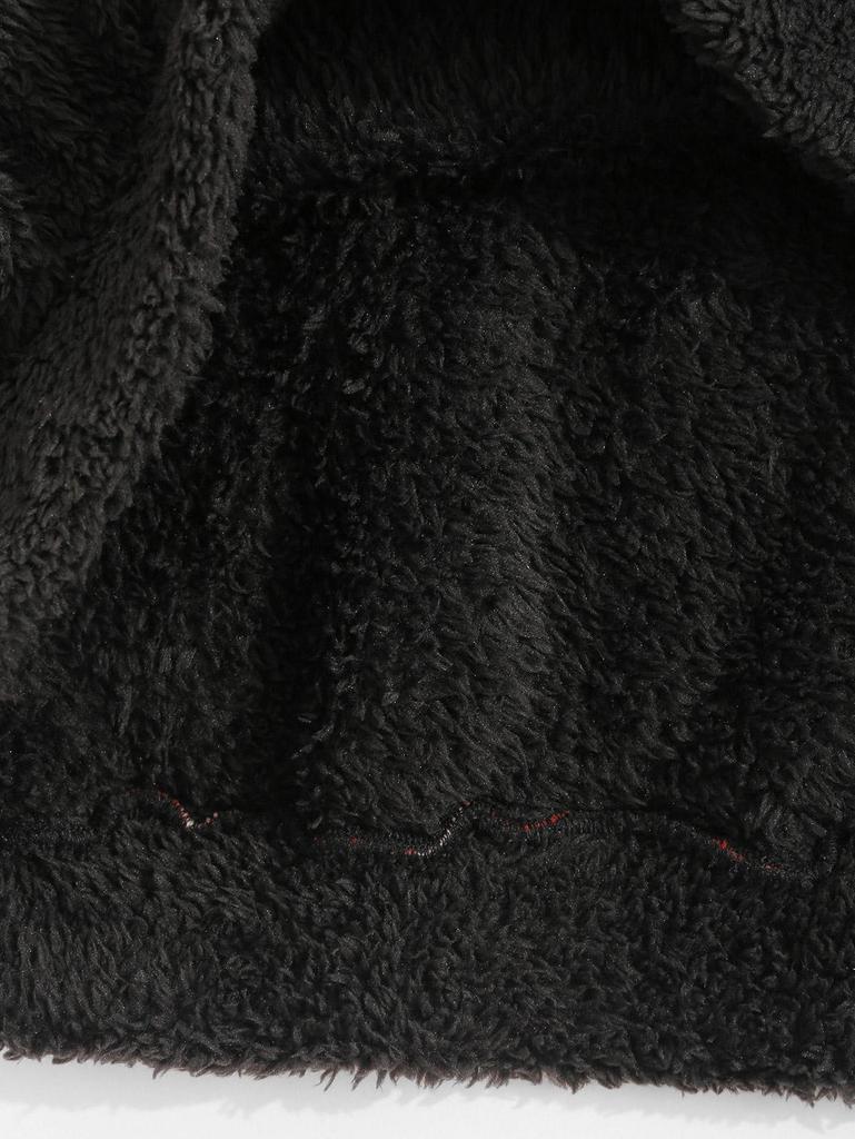 ZAFUL Мужская пушистая флисовая толстовка с капюшоном и карманом-кенгуру в стиле ретро с этническим ацтекским принтом