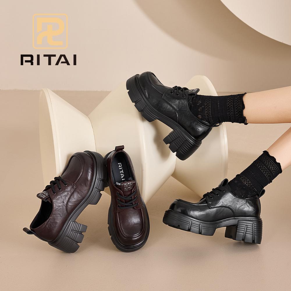 Женские кожаные туфли на шнуровке, увеличивающие рост, туфли на толстой подошве, удобные повседневные туфли в стиле ретро