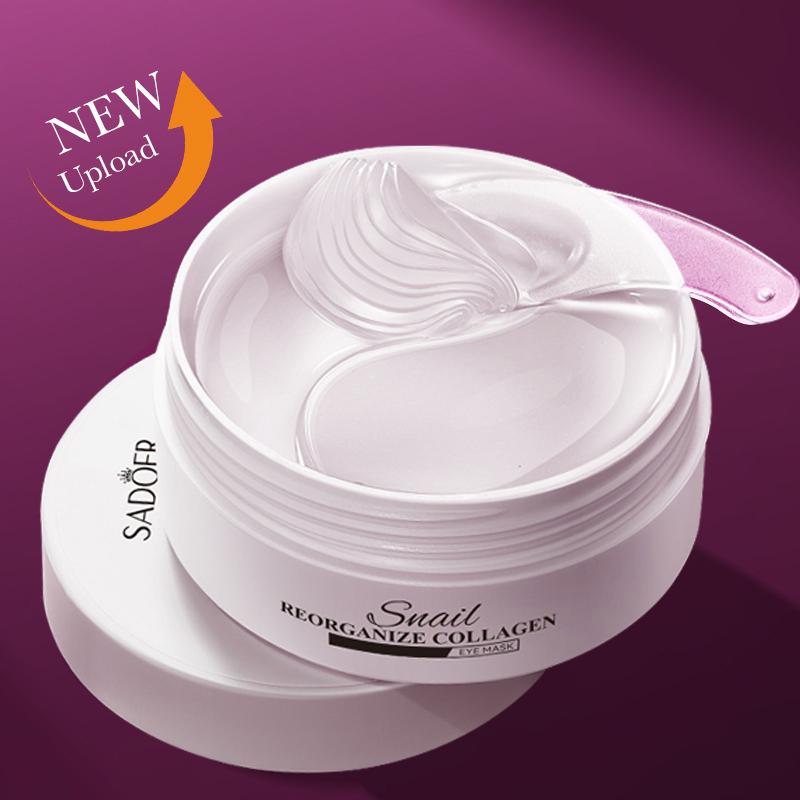 Гипоаллергенная маска для глаз Snail Reorganize Collagen Eye Mask, обогащенная глицерином, увлажняющая для всех типов кожи, 30 пар/флакон