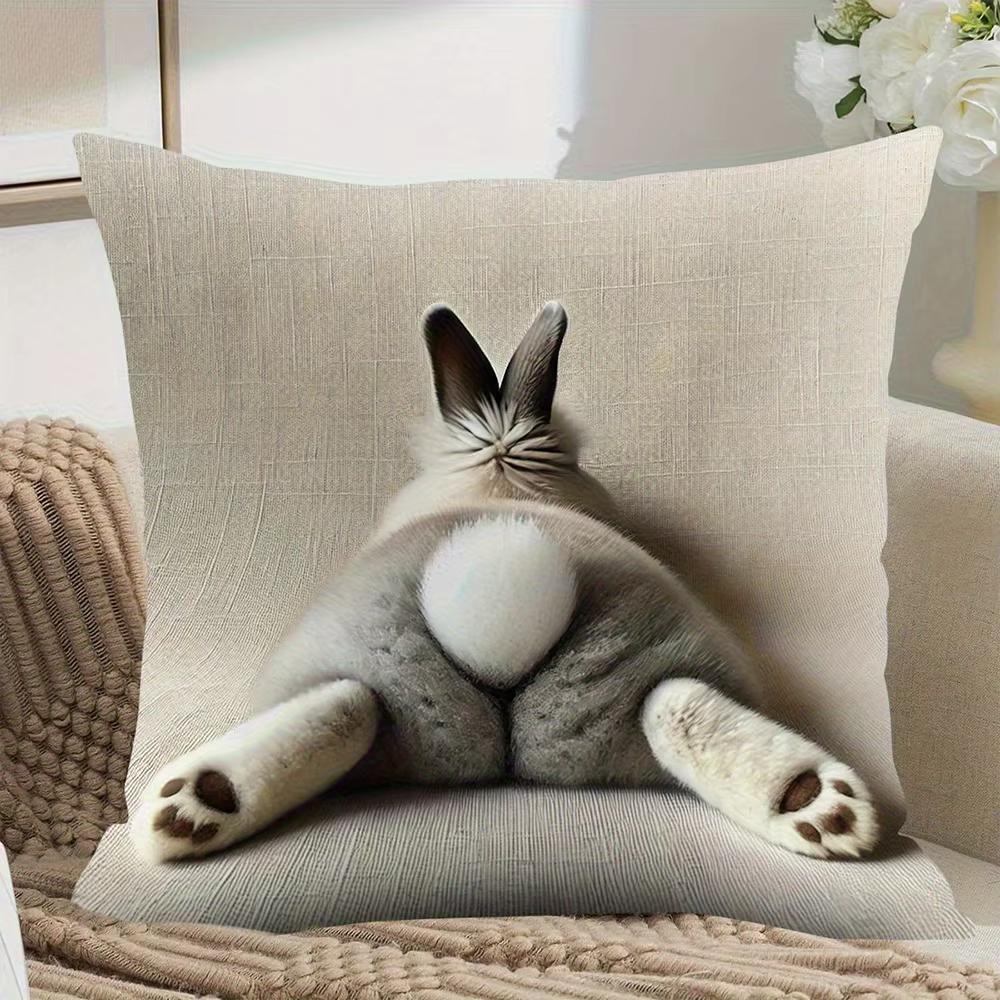 1 Easter Bunny Pillow With Eggs Decorative Cushion Cover For Sofa Home Decor 2D Print
