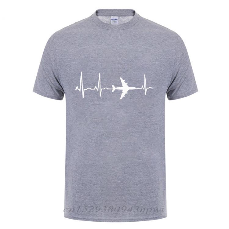 Heartbeat Of Plane T Shirt Unisex Cardiogram Space Enthusiasts Tops Funny Travel Gift Casual T-shirt Cotton Comfortable Leisure Tee