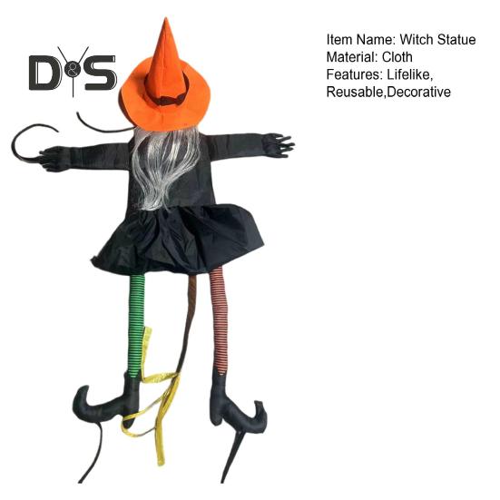 Halloween Witch Statue Large Crashing Witch Into Tree Decoration Outdoor Flying Witch Hitting Tree Decor for Front Porch Fence Garden Yard