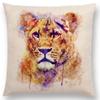 Watercolor Animals Cushion Cover Portrait Head Bighorn Lion Leopard Tiger Bear Eagle Horse Dogs  Home Sofa Throw Pillow Case
