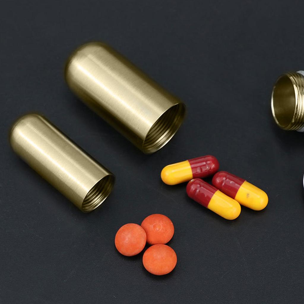 Портативный контейнер для таблеток брелок Изысканный латунный держатель для таблеток брелок Портативный водонепроницаемый контейнер-капсула для таблеток