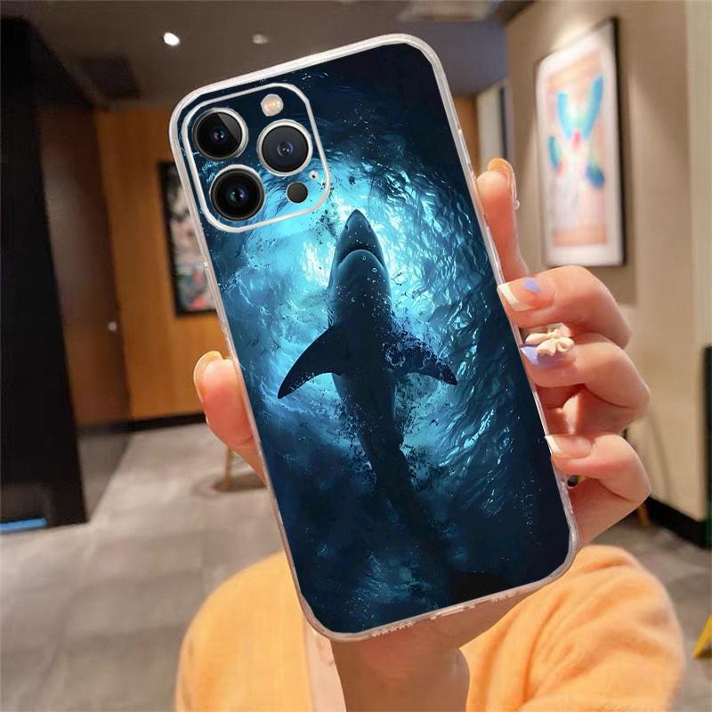 Чехол для телефона Для iphone 17 Pro Max Air 16 15 14 13 Pro Max 15 16 Pro 15Plus Океанские Китовые Акулы Акула