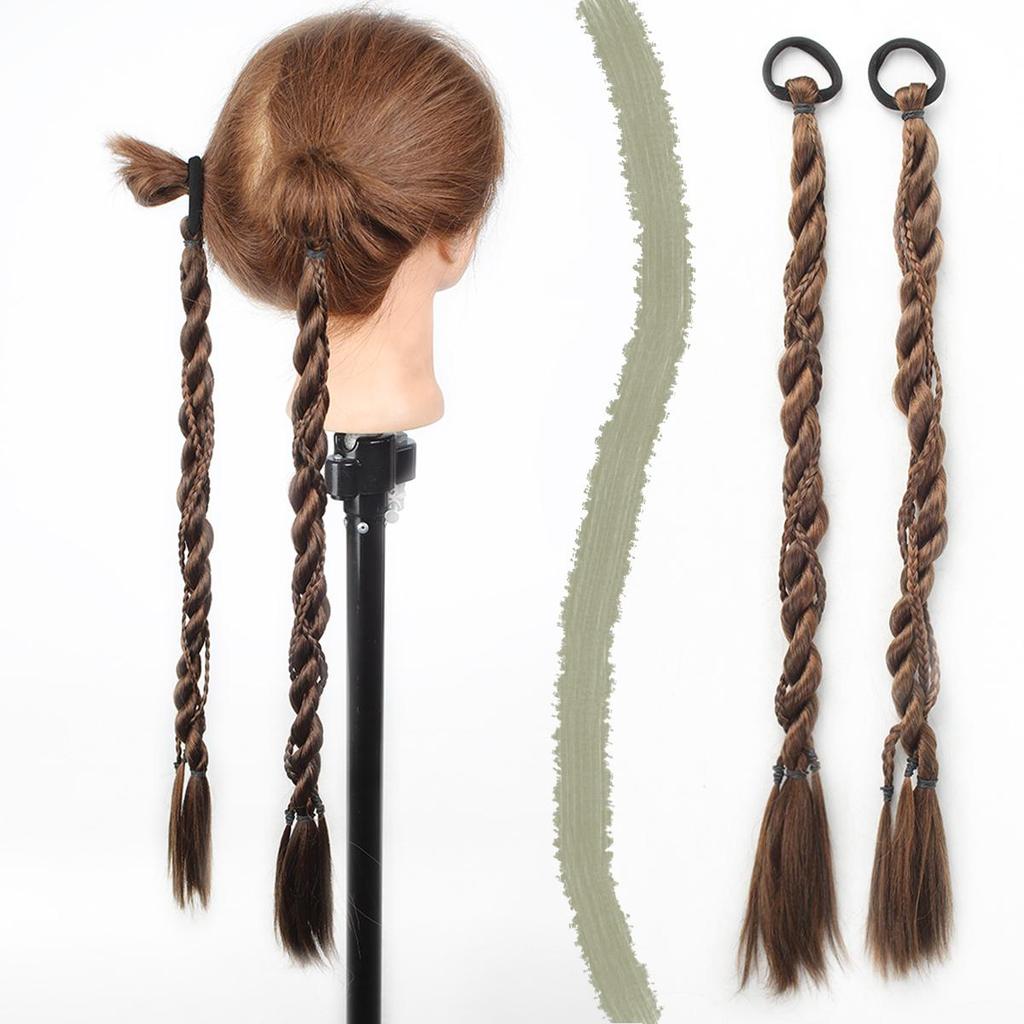 2pcs Fashion Braid Head Rope Wig Playful Girls Handmade Fishbone Twist Braids High Ponytail Hair Accessories for Woman Daily Use