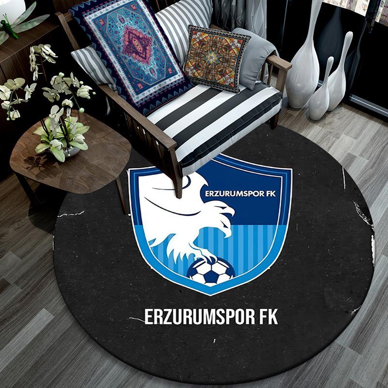 Erzurumspor FK Round Area Rug,Carpet Rug for Living Room Bedroom Sofa Playroom Decor,Non-slip Floor Mat