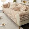 Rabbit Plush Sofa Cushion Winter Padded Plush Cushion Non-slip Leather Sofa Cover  Cover Cloth Towel