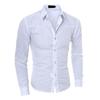 Lapel Long Sleeve Single-breasted Men Shirt Slim Fit Solid Color Business Dress Shirt Top Daily Clothing