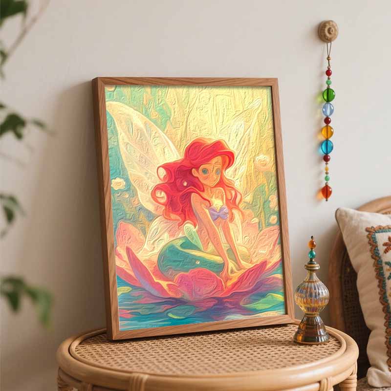 Disney oil painting kit painting art mermaid fairy bedroom wall decoration handmade diy gift