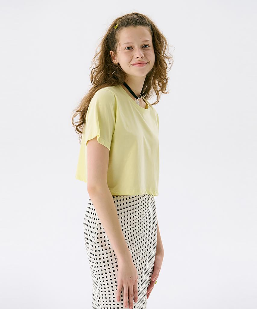 JUNEJUNE SPACE Solid Crop T_Lemon