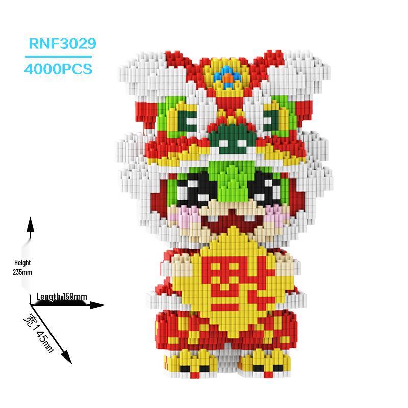 2025 год Змеи Развивающие строительные блоки Игрушка - Зеленая змея Пазл для мальчиков и девочек, Милые украшения и подарки