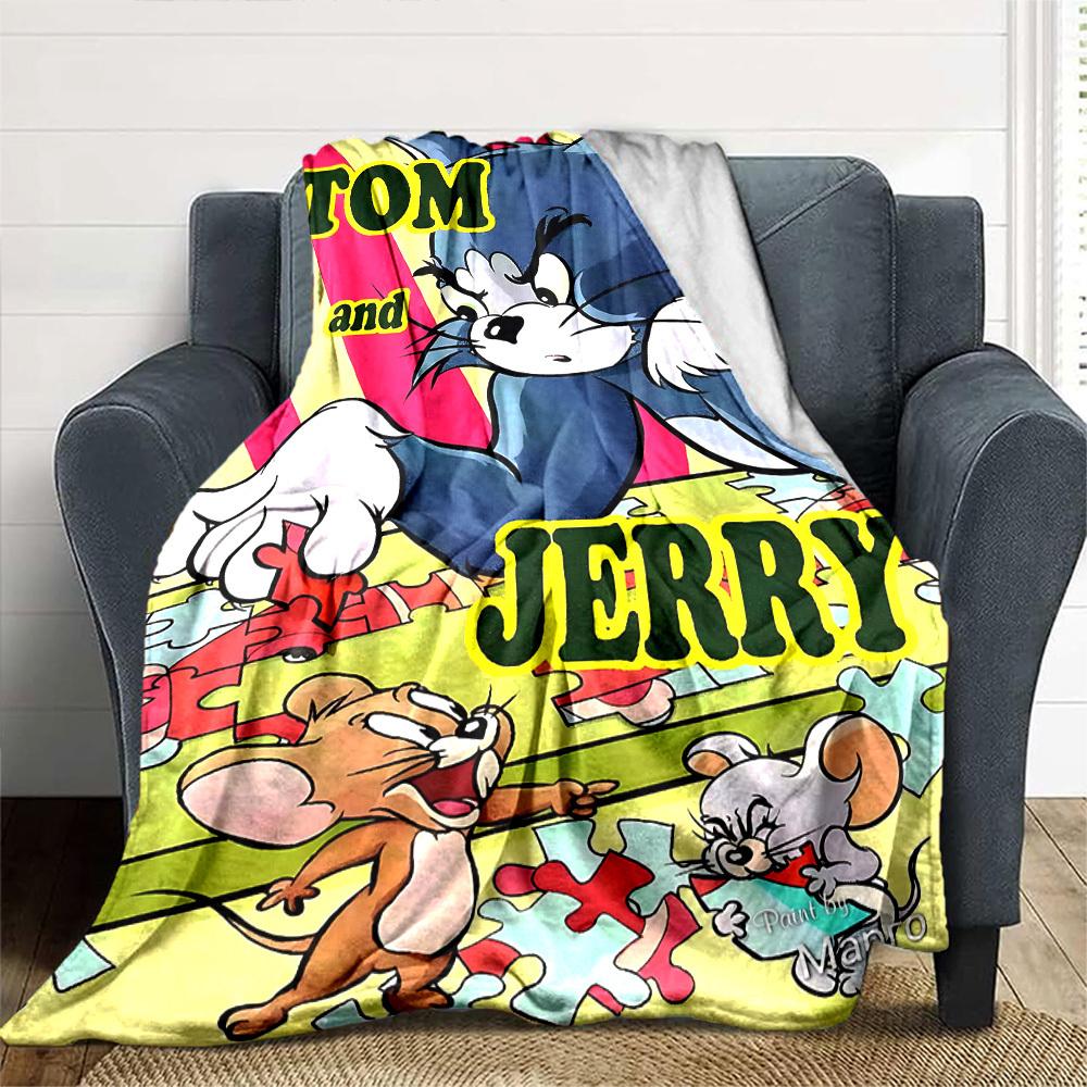 1pc Tom Jerry Flannel Blanket Soft Warm Throw for Home, Office, Travel, All-Season Cozy Bedding GiftL1195