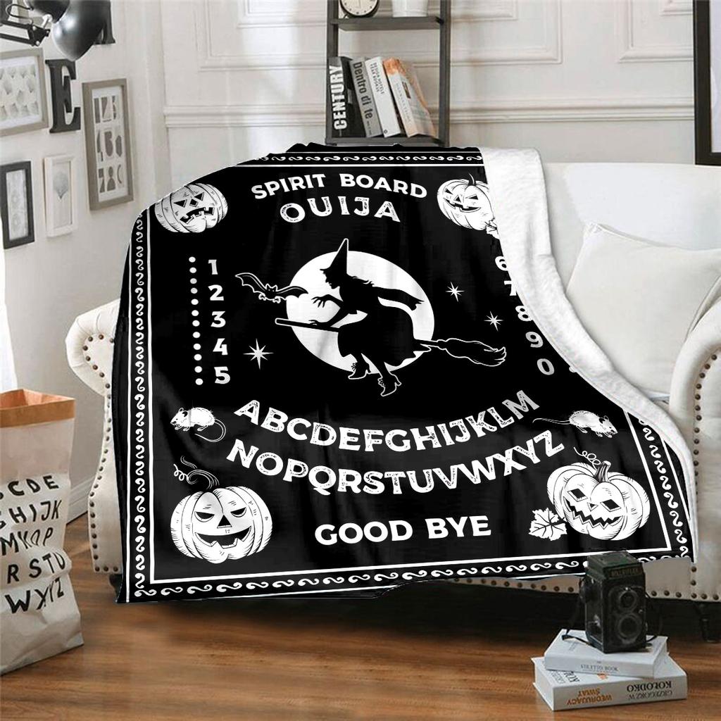 1PC Spirit Board Ouija Print Plush Blanket Perfect All Seasons Soft Comfortable Sofa Office Travel Festive Gift