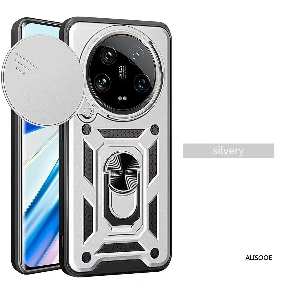 Armor Funda для Xiaomi 14 Ultra 15 Ultra Redmi A4 14C POCO C75 Чехол Сдвижная камера Кольцо-подставка Держатель Защитная крышка Capa