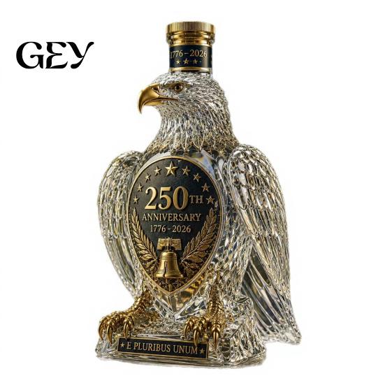 Whiskey Decanter for Connoisseurs Eagle Glass Decanter, 350ml 250th Anniversary Shaped Bottle Artistic Wine Bourbon, Unique Bar Decor & Gift