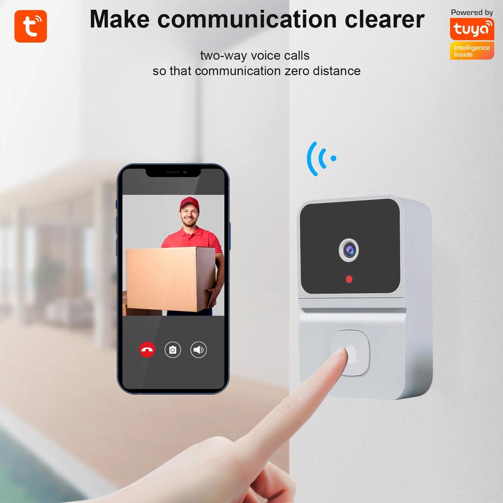 WiFi Видеодомофон Беспроводная HD камера Tuya Умный дом Безопасность Дверной звонок Уличный двусторонний домофон Монитор ночного видения ИК-сигнализация