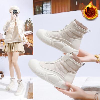 Женские высокие ботинки с плюшевой изоляцией из хлопка, зимние новые ботинки на толстой подошве, повседневные зимние ботинки для женщин