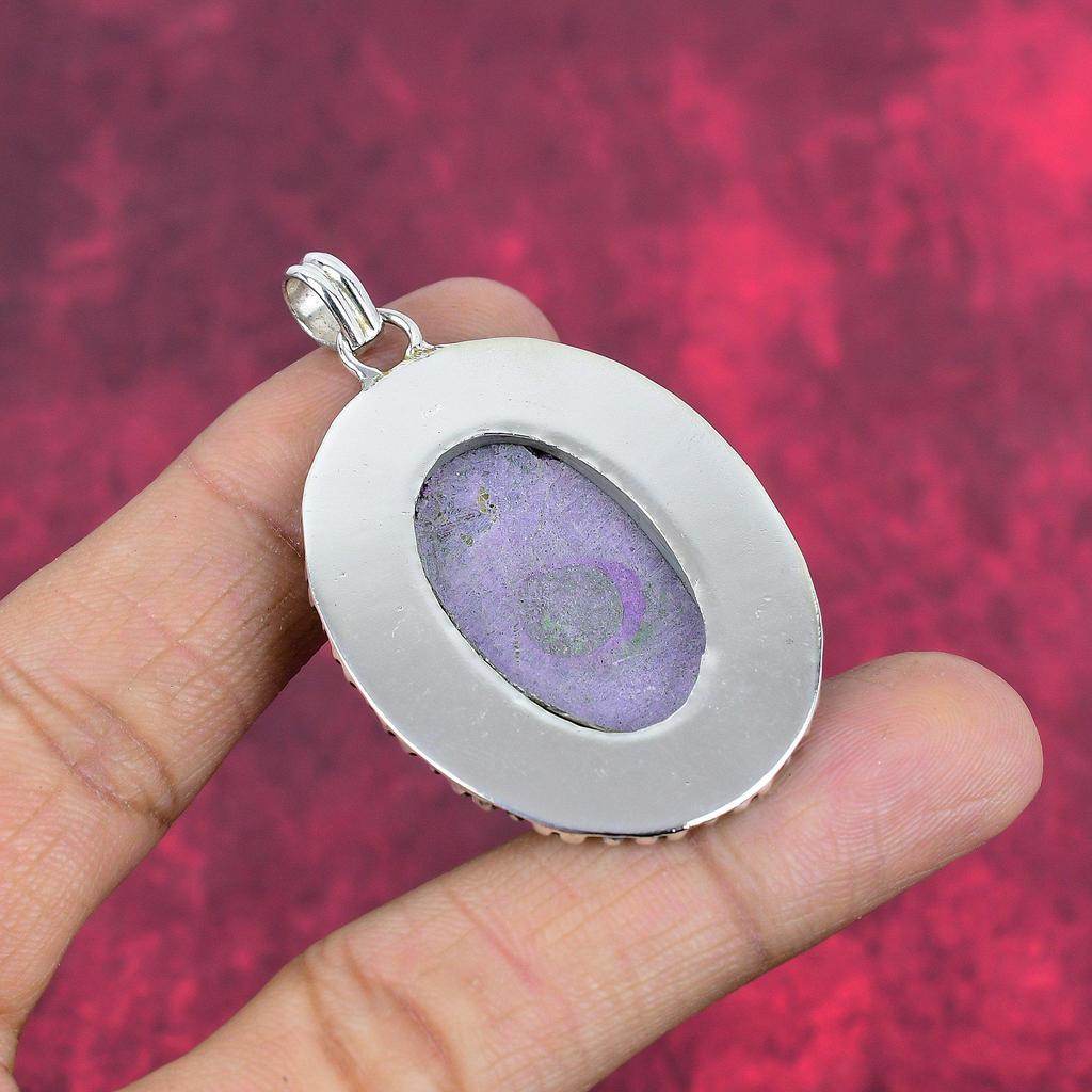 Подвеска из пурпурита, ювелирное изделие из цельного серебра 925 пробы, подвеска с драгоценным камнем, подарок для нее, изящное ювелирное украшение ручной работы