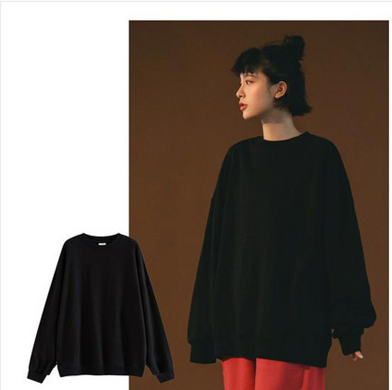 Весенний свитшот с круглым вырезом: Со спущенным плечом, однотонная, с длинным рукавом, рабочая одежда с принтом логотипа.