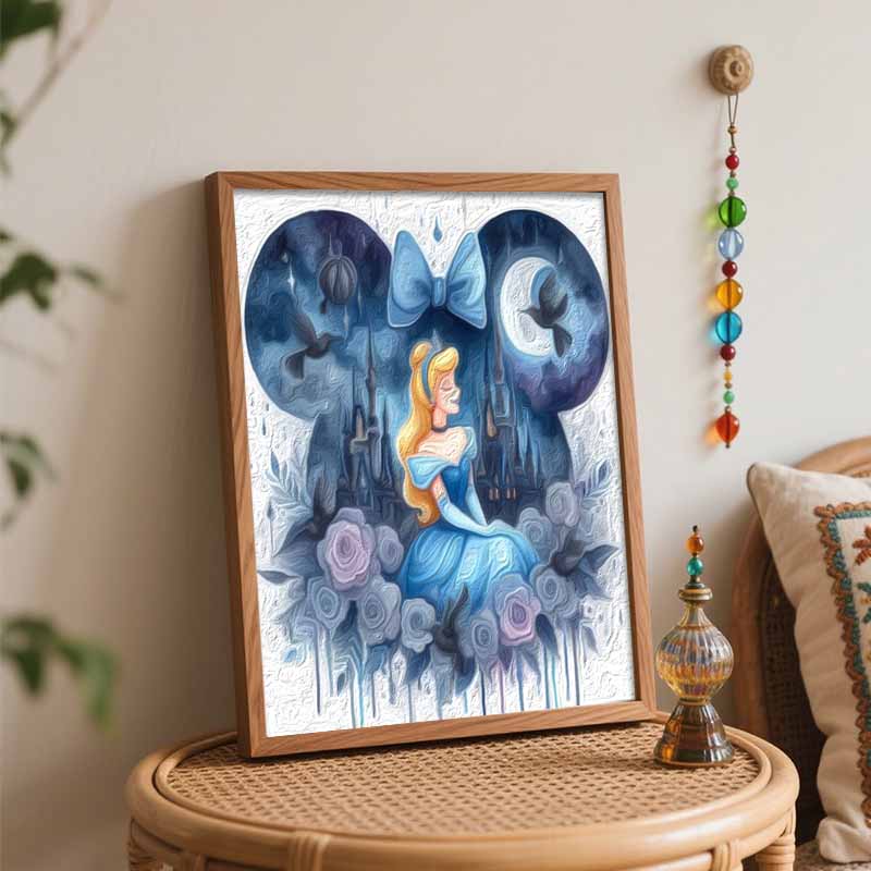 Набор для рисования маслом «Золушка в ночном замке» Disney, Декор для дома, Ручная работа, Подарок для поклонников принцесс, Синий фэнтези-арт, Набор «Раскрась по номерам»