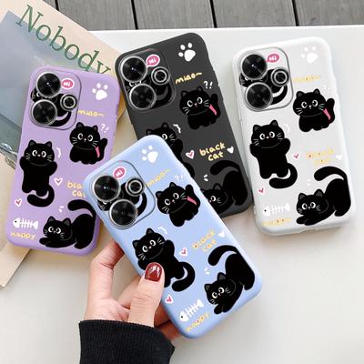 Мягкий силиконовый чехол Cat для Xiaomi Redmi Note 13 Pro 13C 14T Poco C65 Samsung A55 A35 M35 S24 Plus Huawei Honor 200 Lite iPhone Realme противоударный чехол