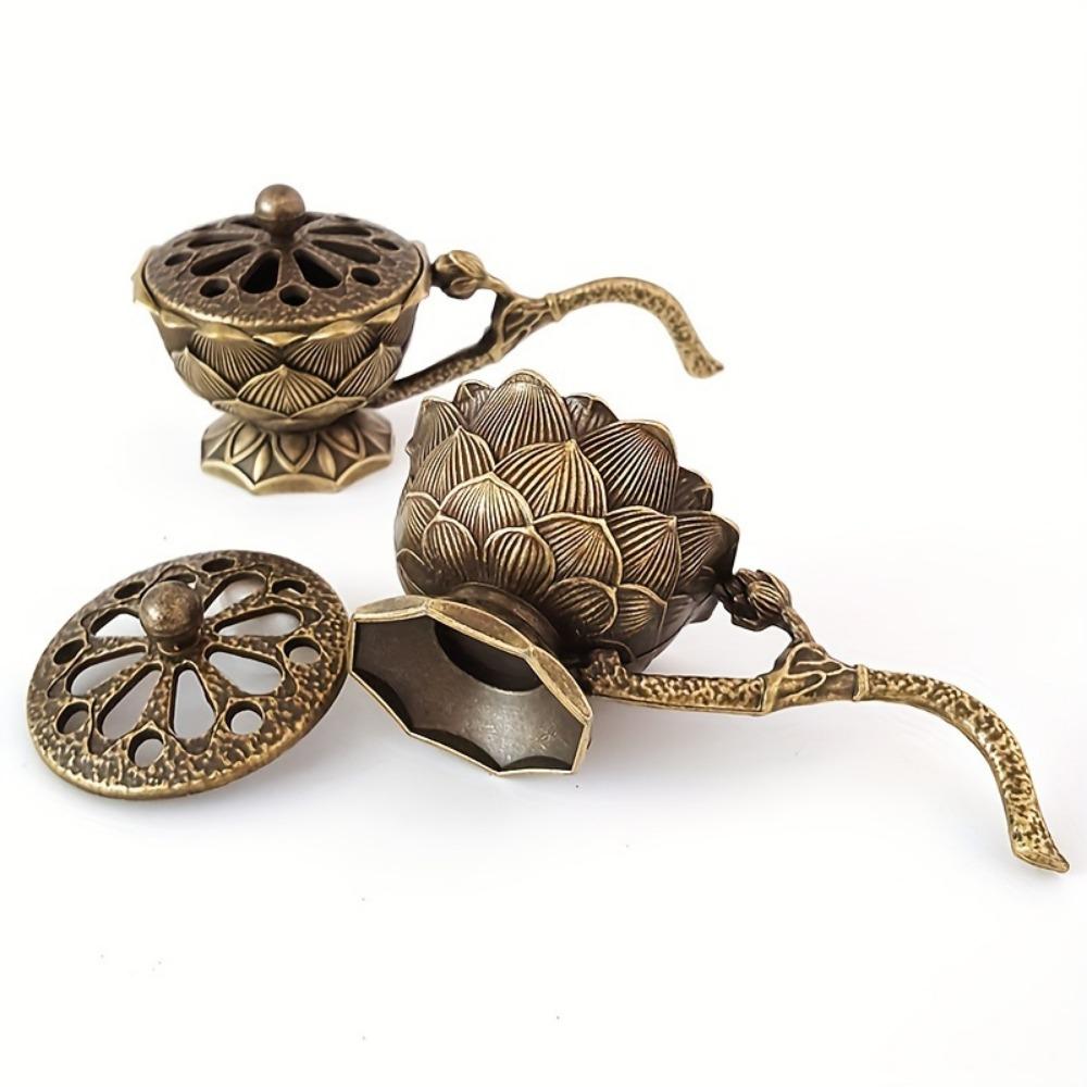 Курильница Zen Lotus с крышкой, 1 шт. — идеально подходит для студии йоги, домашнего декора и Рождества — включает в себя благовония из сандалового дерева и линейные благовония