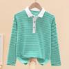 Boys' Striped Long-Sleeve Polo Shirt for Spring and Autumn - Primary School Children's Top