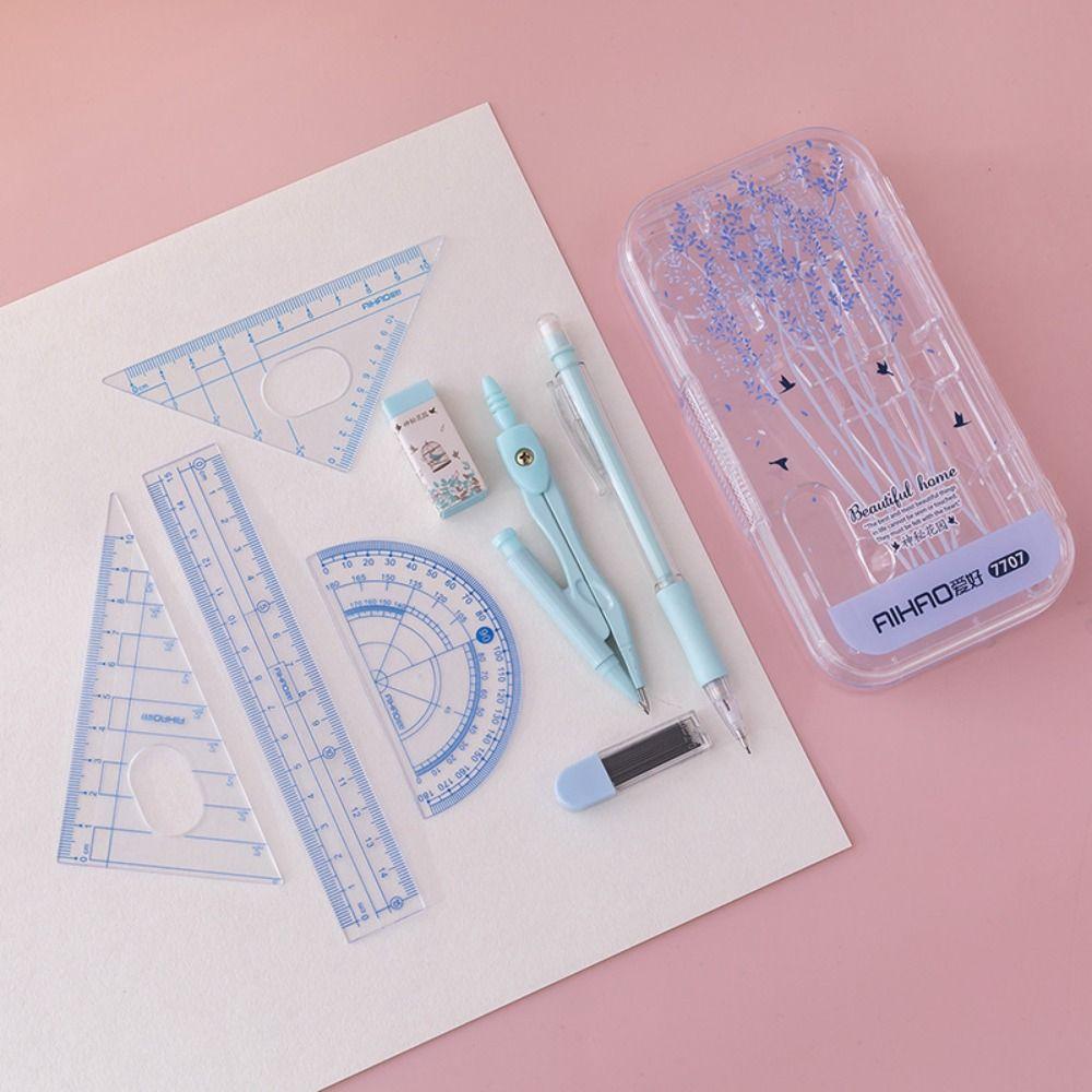 8 шт./набор резиновых линеек, набор небольших, свежих, автоматических карандашей, прочных канцелярских наборов