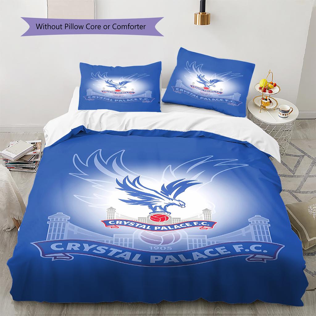 Crystal Palace Football Club Pattern Bedding,Quilt Set Quilt Cover Pillowcase Home Birthday Gift (1 * duvet cover + 2 * pillowcase, without core)