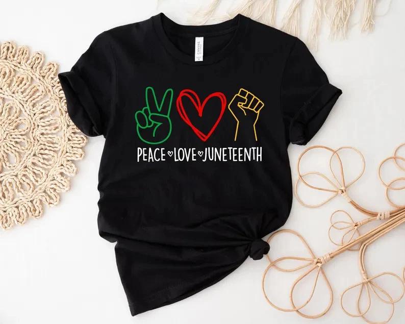 Peace Love Juneteenth  Shirt Free-ish 1865 Black Culture Tee
