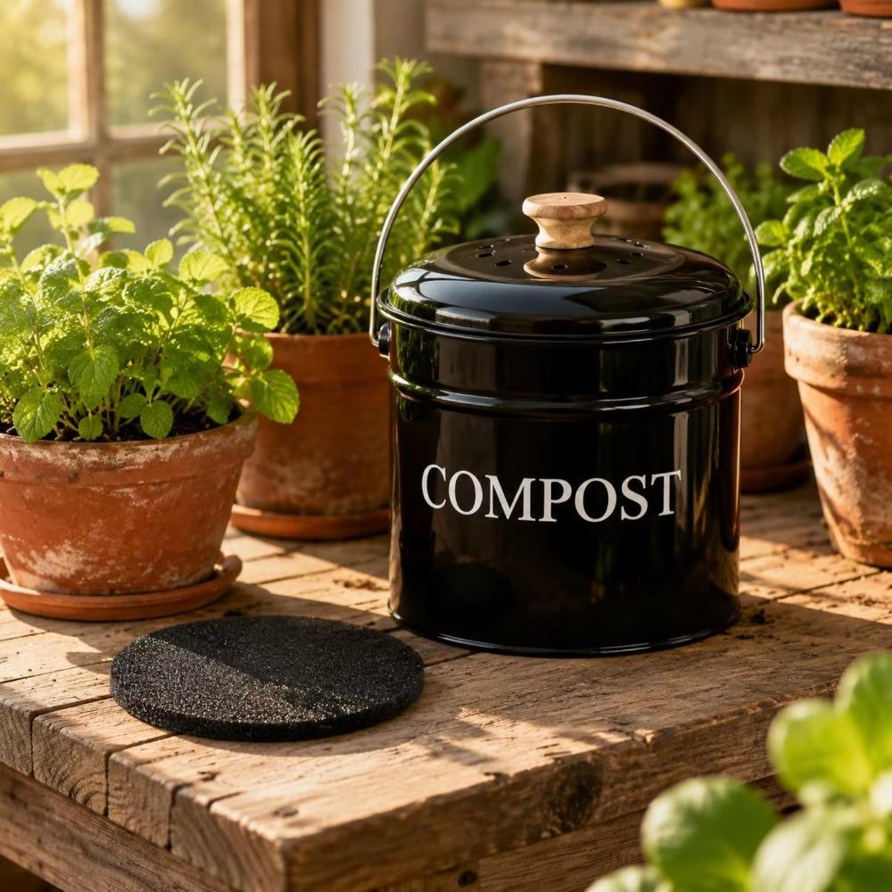 Large Capacity Kitchen Compost Bucket Odorless Kitchen Trash Bin Food Waste
