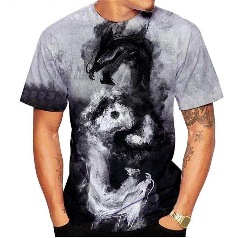 2025 Новая 3D-печать Модные сплетни Тайцзи Инь Ян Мужская футболка с принтом дракона унисекс Street Cool с коротким рукавом