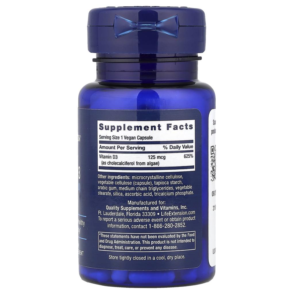 Vegan Vitamin D3, 125Mcg (5000Iu), 60 Veggie Capsules