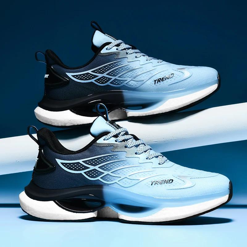 Men's New Running Shoes Casual Comfortable Breathable Soft Foam Wear-resistant Outsole Blue Size 39-45 Zapatillas Hombre Male