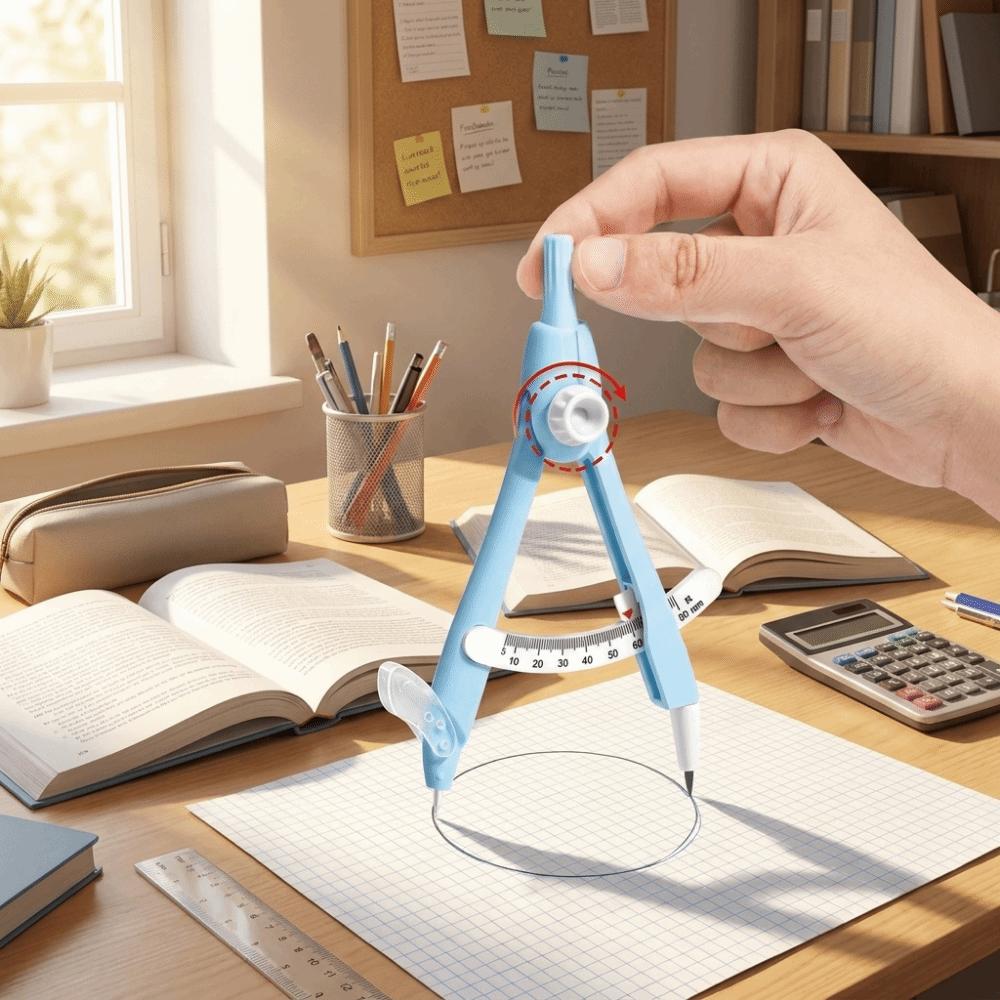 Digital Lock-Distance Geometry Compass No Metal Circle Drawing Gauge School Office Supplies