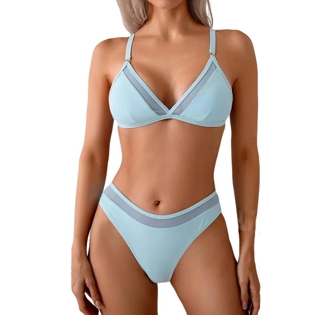 Women's Solid Swimwear Sense Bikini With Chest Pad No Steel Bra Swimwear