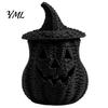 Rustic Fall Aesthetic Halloween Pumpkin Lantern Tabletop Decor, Woven Witch Hat Candy Bowl & LED Gothic Home Decor Prop, Centerpiece for Shelf Mantel