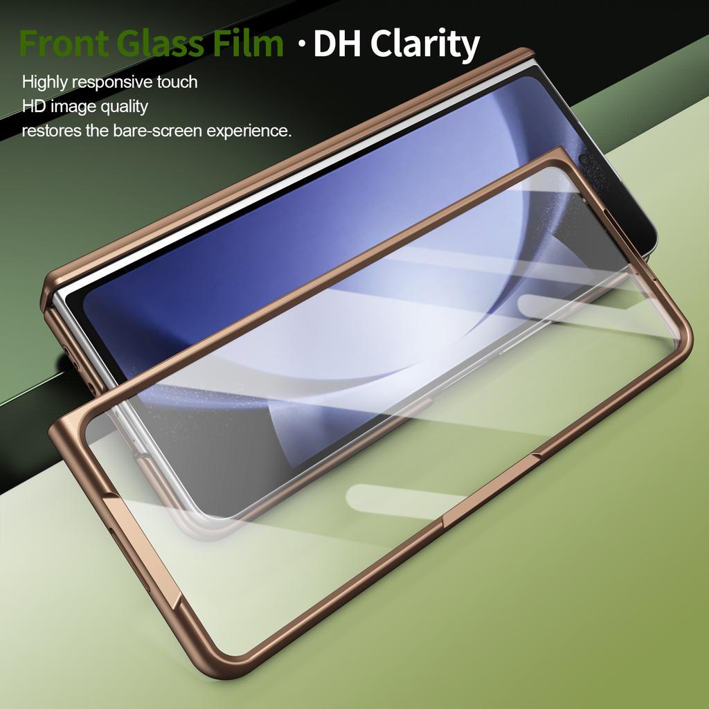 Hinge Protection With Front Glass Screen Film Magnetic 360° Rotating Integrated Alloy Stand Case For Galaxy Z Fold 5 6 7 8 Ultra