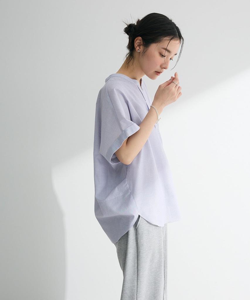 Green Parks Casual Blend French Sleeve Skipper Shirt Women's Cotton-Linen